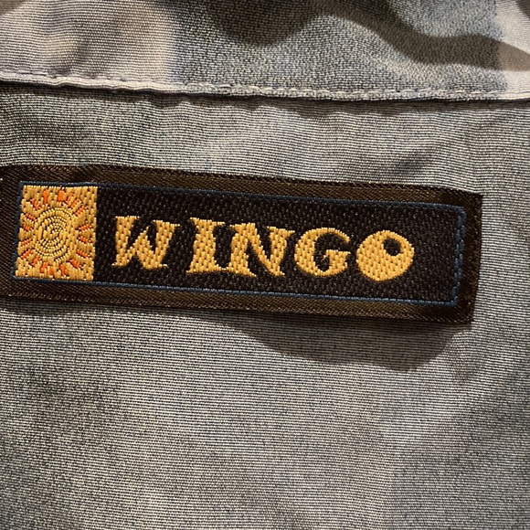 Wingo Dragon Graphic Print Men’s Size XL Shirt Blue Button Down Short Sleeves - Picture 2 of 4